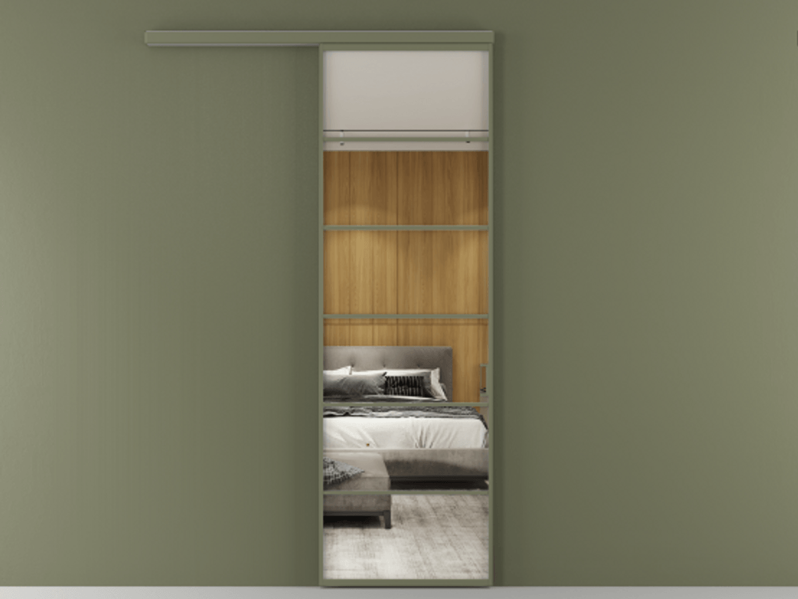 Перегородка Формато вдоль стены 1 створка АЛПР 040.04 Алюминий оливковый тёмный Двустороннее зеркало, триплекс , триплекс 6 мм Цена 163540 сом  | Volhovec