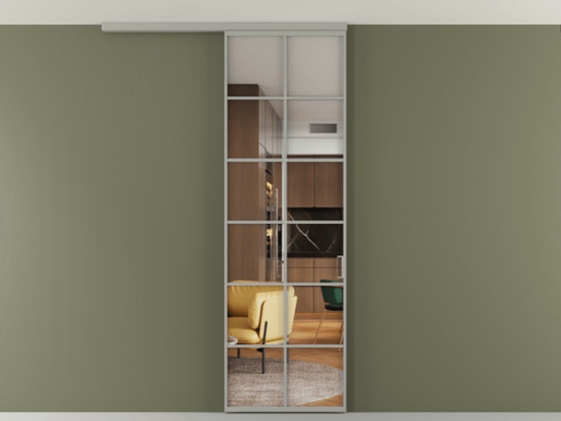 Перегородка Формато вдоль стены на потолок 1 створка АЛПР 040.05 Алюминий нейтральный серый Прозрачное стекло "Кристал Вижн", калёное Цена 195240 сом | Volhovec