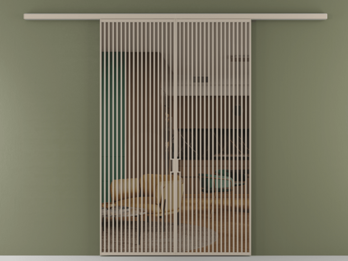 Перегородка Formato вдоль стены 2 створки АЛПР 040.06 Алюминий бисквитный Прозрачное бронзовое стекло, триплекс Цена 624620 сом | Volhovec