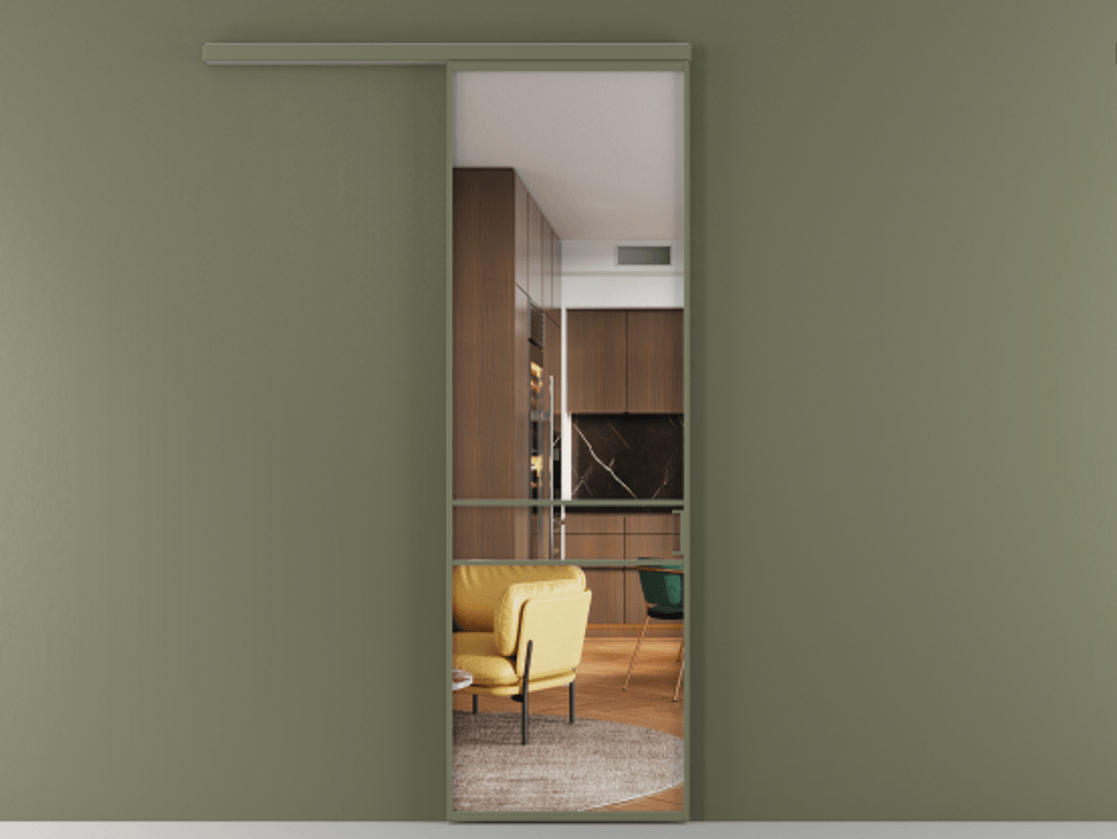 Перегородка Formato вдоль стены 1 створка АЛПР 040.02 Алюминий оливковый тёмный Прозрачное стекло "Crystal Vision", калёное Цена 187970 сом  | Volhovec