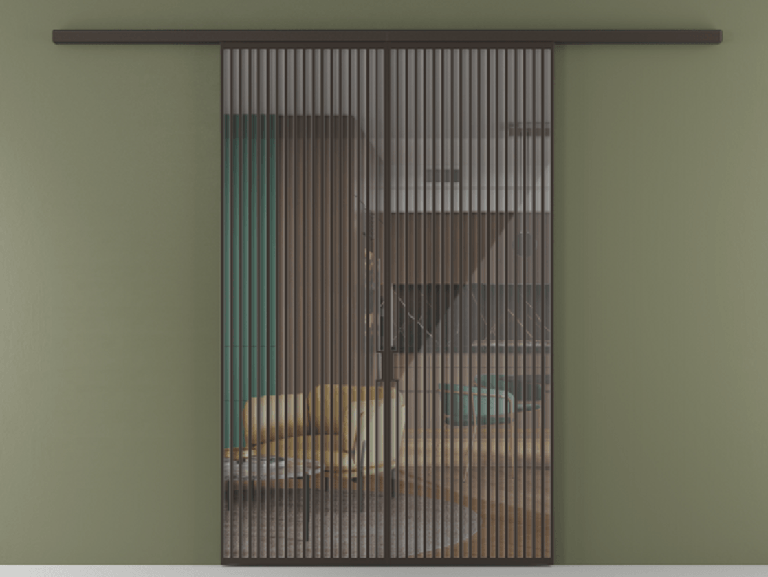 Перегородка Формато вдоль стены 2 створки АЛПР 040.06 Алюминий антрацит Рефлективное прозрачное стекло "Стопсол", калёное Цена 647920 сом | Volhovec