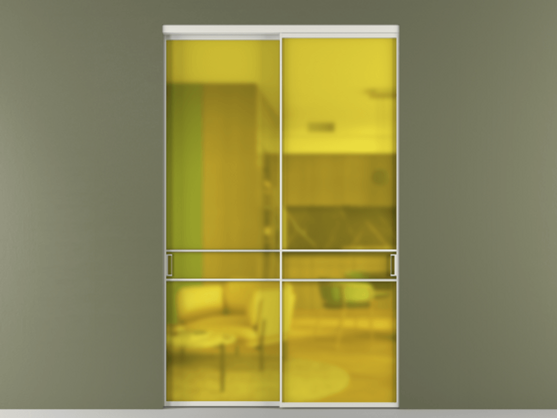 Перегородка Formato внутри проёма 2 створки АЛПР 040.02 Алюминий серый Сатинированное жёлтое стекло, триплекс Цена 629370 сом  | Volhovec