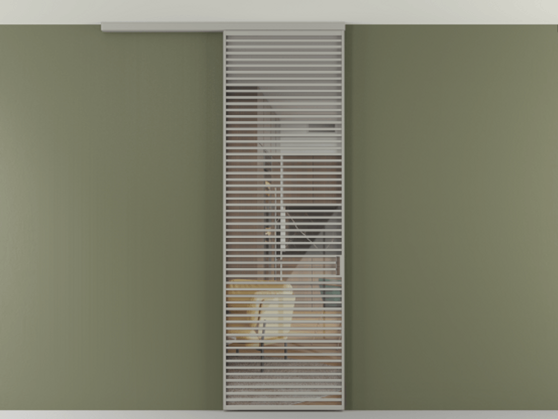 Перегородка Формато вдоль стены на потолок 1 створка АЛПР 040.07 Алюминий нейтральный серый Рефлективное прозрачное стекло "Стопсол", калёное Цена 281920 сом | Volhovec