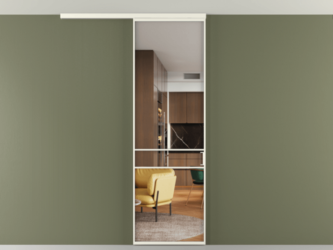 Перегородка Формато вдоль стены на потолок 1 створка АЛПР 040.02 Алюминий жемчужный Прозрачное стекло "Кристал Вижн", калёное Цена 182740 сом | Volhovec