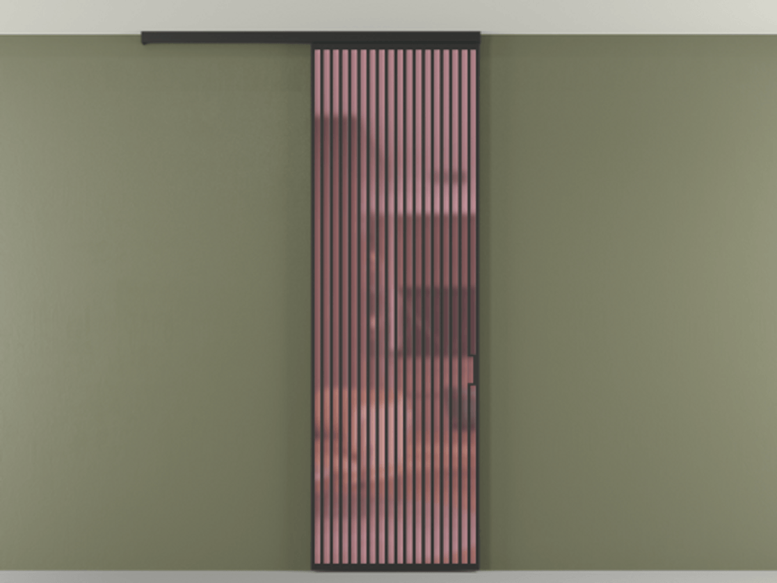 Перегородка Формато вдоль стены на потолок 1 створка АЛПР 040.06 Алюминий Черный Сатинированное розовое стекло, триплекс Цена 247750 сом | Volhovec