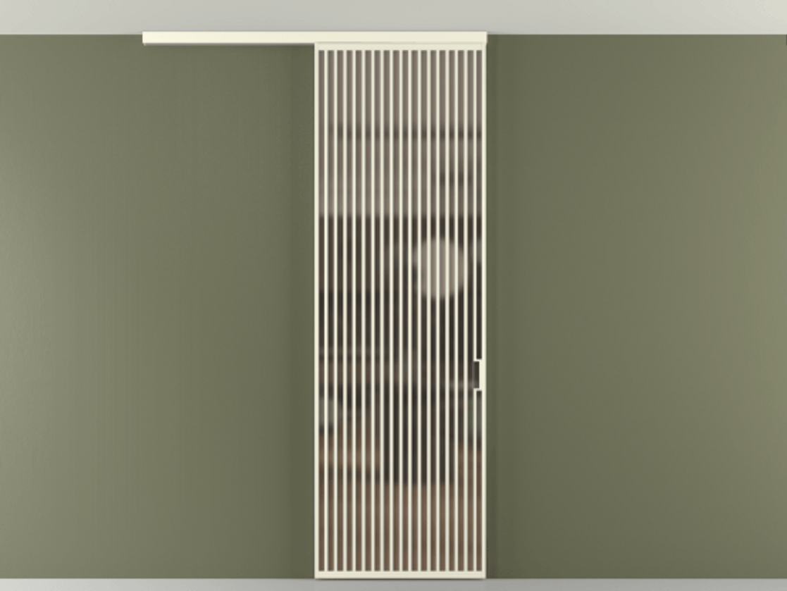 Перегородка Формато вдоль стены на потолок 1 створка АЛПР 040.06 Алюминий молочно-белый Сатинированное бронзовое стекло, триплекс Цена 258740 сом | Volhovec