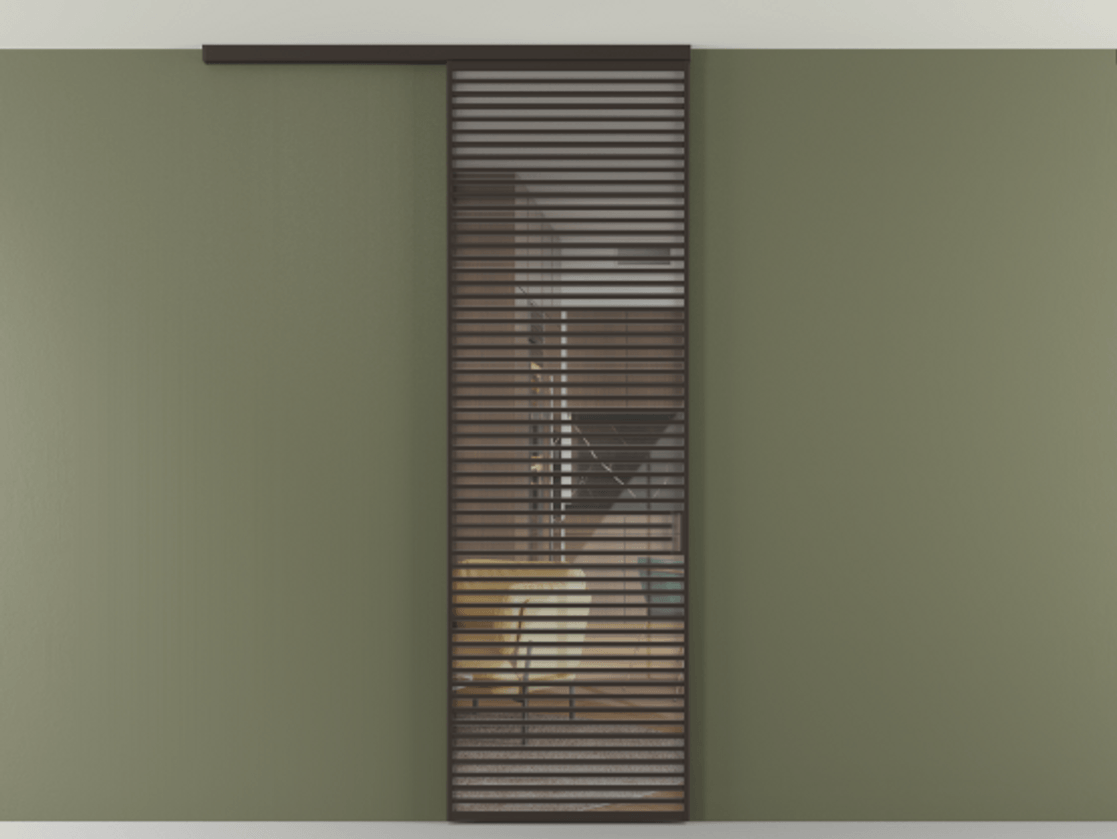 Перегородка Формато вдоль стены на потолок 1 створка АЛПР 040.07 Алюминий антрацит Рефлективное прозрачное стекло "Стопсол", калёное Цена 281920 сом | Volhovec