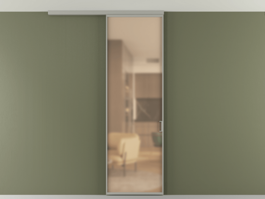 Перегородка Формато вдоль стены на потолок 1 створка АЛПР 040.01 Алюминий нейтральный серый Сатинированное оранжевое стекло, триплекс Цена 134540 сом | Volhovec