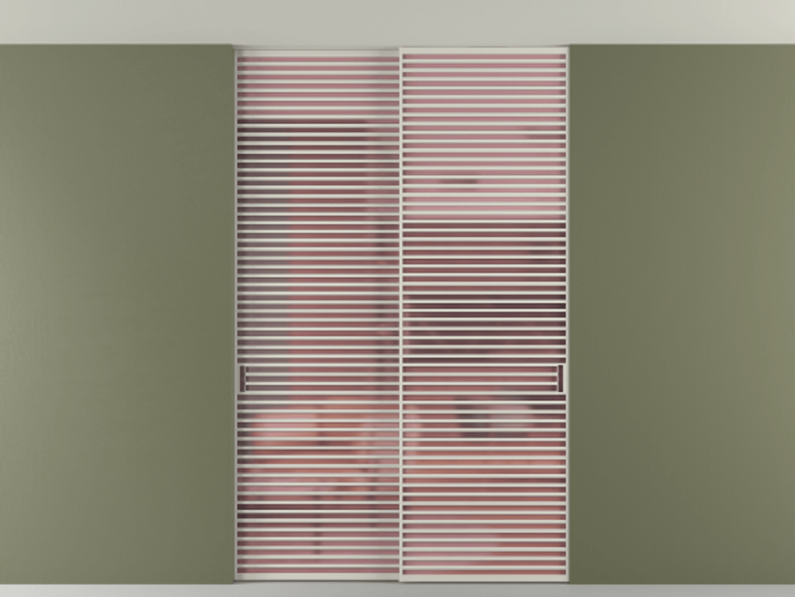 Перегородка Формато внутри проёма скрытое крепление в потолок 2 створки АЛПР 040.07 Алюминий тёплый серый Сатинированное розовое стекло, триплекс Цена 596840 сом | Volhovec