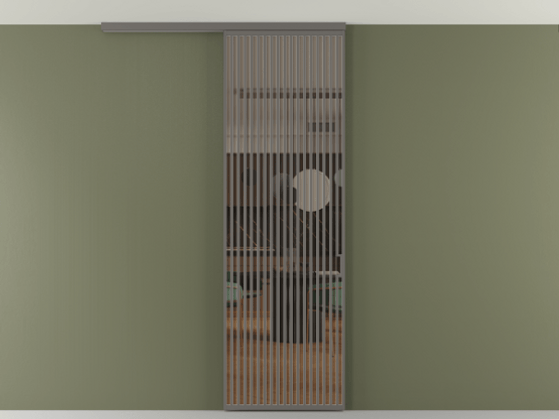 Перегородка Формато вдоль стены на потолок 1 створка АЛПР 040.06 Алюминий классический серый Прозрачное бронзовое стекло, триплекс Цена 272600 сом | Volhovec