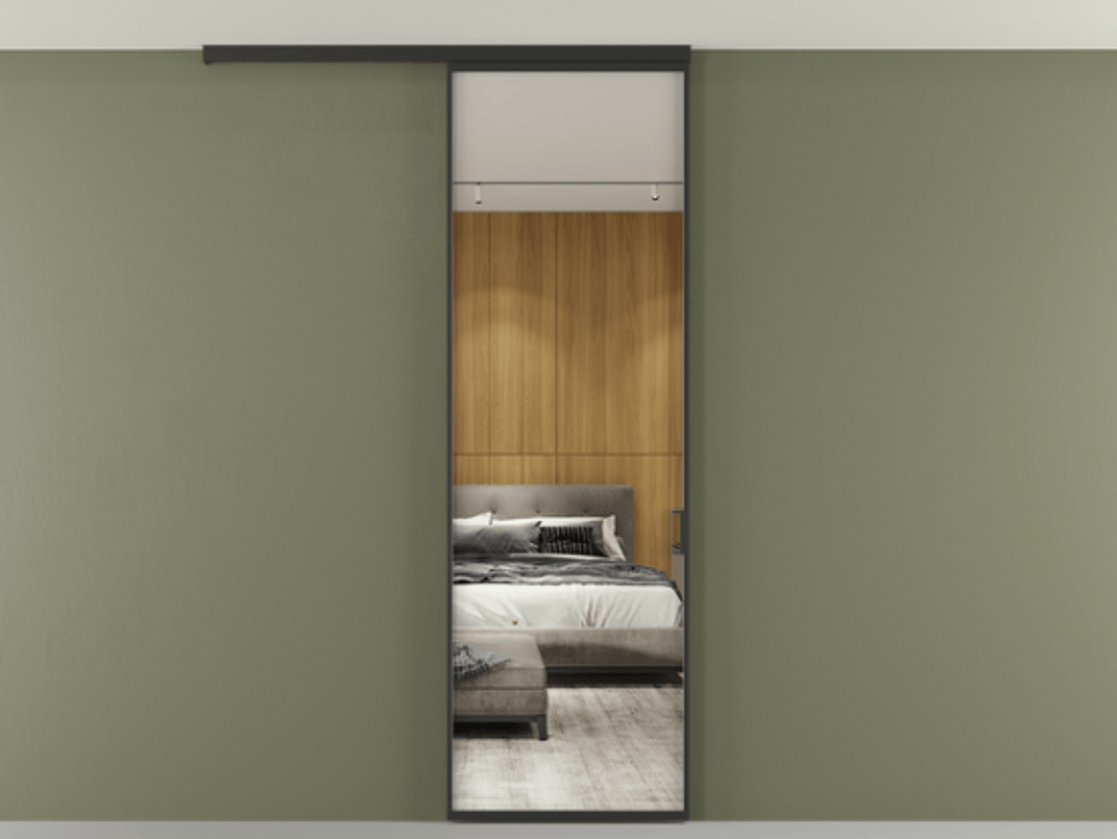 Перегородка Formato вдоль стены на потолок одностворчатая #VENDORCODE# #FURNISH# #GLASS# Цена #PRICE# #CURRENCY# | Volhovec