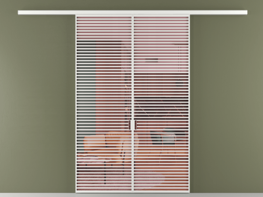 Перегородка Формато вдоль стены 2 створки АЛПР 040.07 Алюминий белоснежный Прозрачное розовое стекло, триплекс Цена 498610 сом | Volhovec