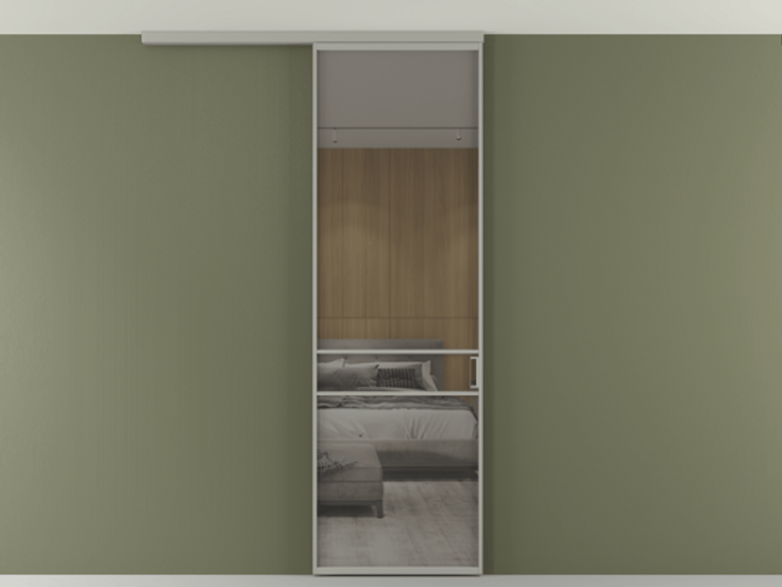 Перегородка Formato вдоль стены на потолок 1 створка АЛПР 040.02 Алюминий нейтральный серый Рефлективное серое стекло "Стопсол", калёное Цена 182740 сом | Volhovec