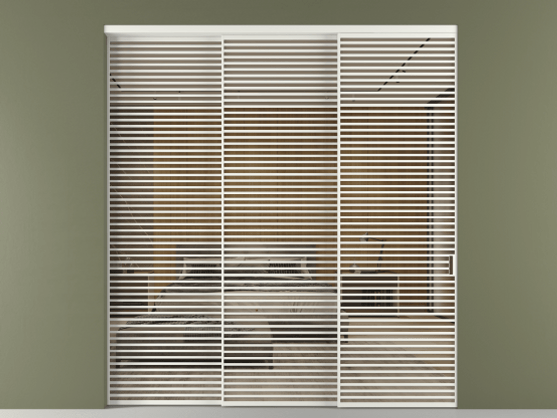 Перегородка Формато внутри проёма 3 створки с синхронным механизмом АЛПР 040.07 Алюминий светло-серый Рефлективное бронзовое стекло "Стопсол", калёное. Цена 872060 сом 1. Полотно 3 шт. (800/2100 мм)
2. Комплект установки раздвижной системы
3. Базовый комплект фурнитуры
4. Комплект фурнитуры телескопик синхро-2
5.Ручка Рондо. Фабрика дверей Волховец 8 (800) 551 43 19 Перегородка Формато внутри проёма 3 створки с синхронным механизмом АЛПР 040.07 Алюминий светло-серый Рефлективное бронзовое стекло "Стопсол", калёное Цена 872060 сом | Volhovec