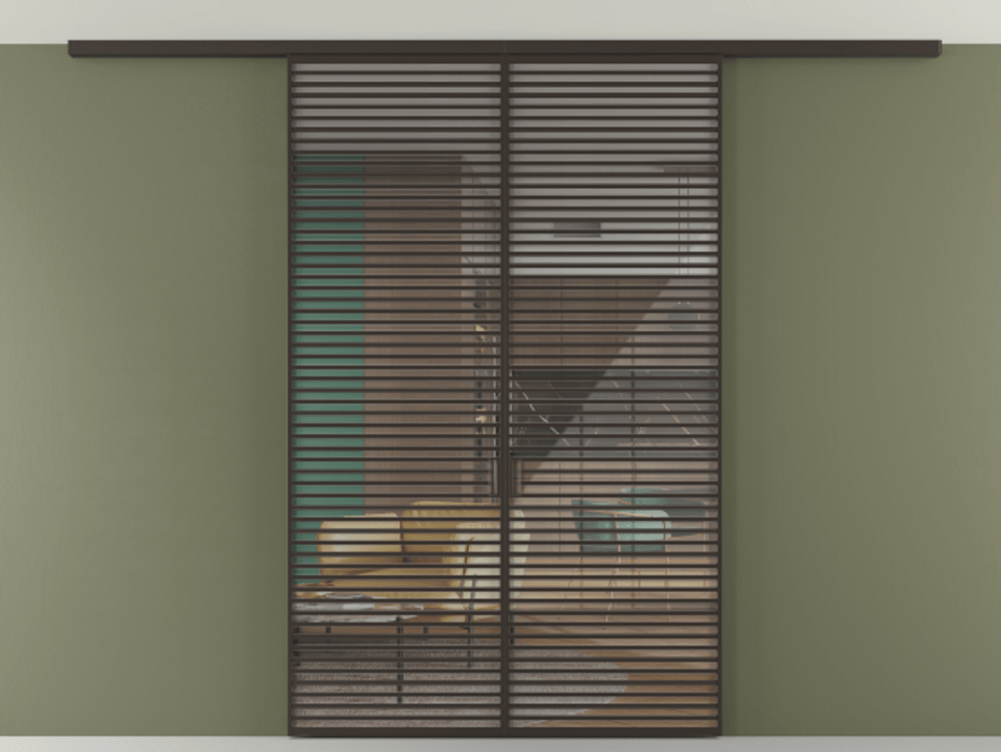 Перегородка Формато вдоль стены на потолок 2 створки АЛПР 040.07 Алюминий антрацит Рефлективное прозрачное стекло "Стопсол", калёное Цена 553510 сом | Volhovec