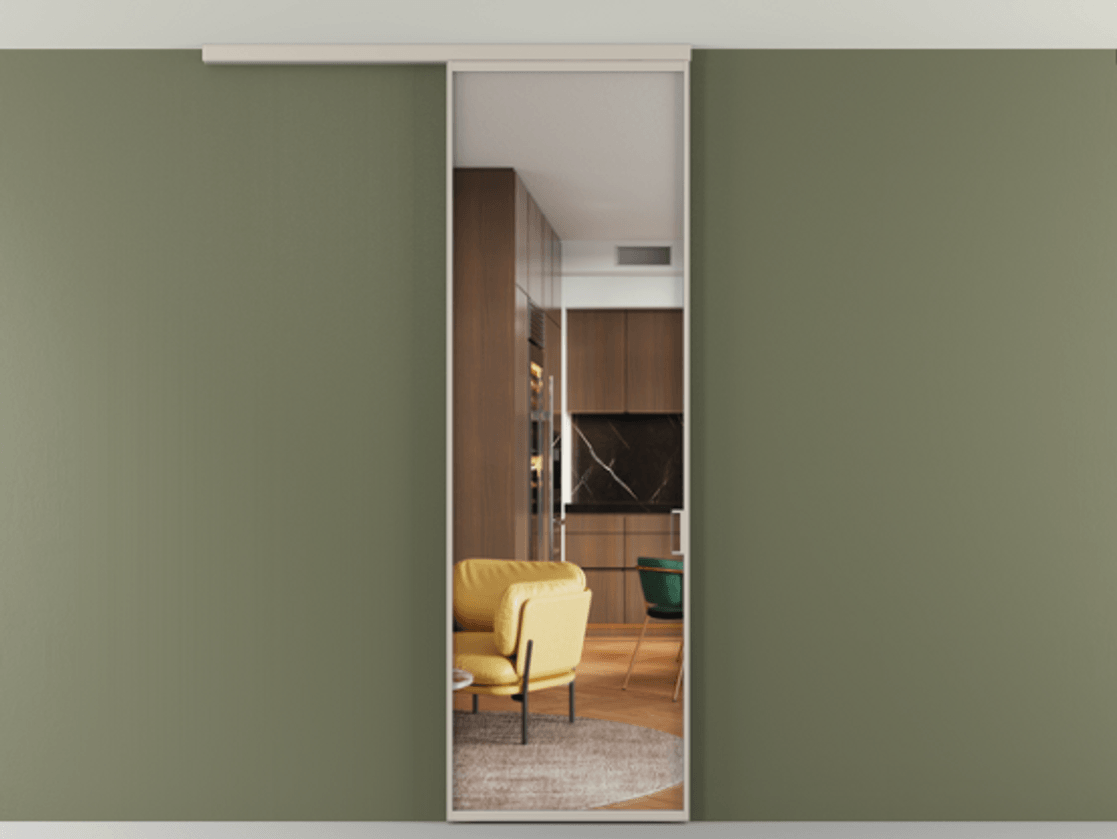 Перегородка Формато вдоль стены на потолок 1 створка АЛПР 040.01 Алюминий светло-бежевый Прозрачное стекло "Кристал Вижн", калёное Цена 174090 сом | Volhovec