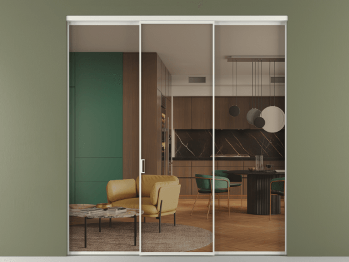 Перегородка Формато внутри проёма 3 створки АЛПР 040.01 Алюминий серый Прозрачное бронзовое стекло, триплекс. Цена 327780 сом 1. Полотно 3 шт. (800/2100 мм)
2. Комплект установки раздвижной системы
3. Базовый комплект фурнитуры
4.Ручка Рондо. Фабрика дверей Волховец 8 (800) 551 43 19 Перегородка Формато внутри проёма 3 створки АЛПР 040.01 Алюминий серый Прозрачное бронзовое стекло, триплекс Цена 327780 сом | Volhovec