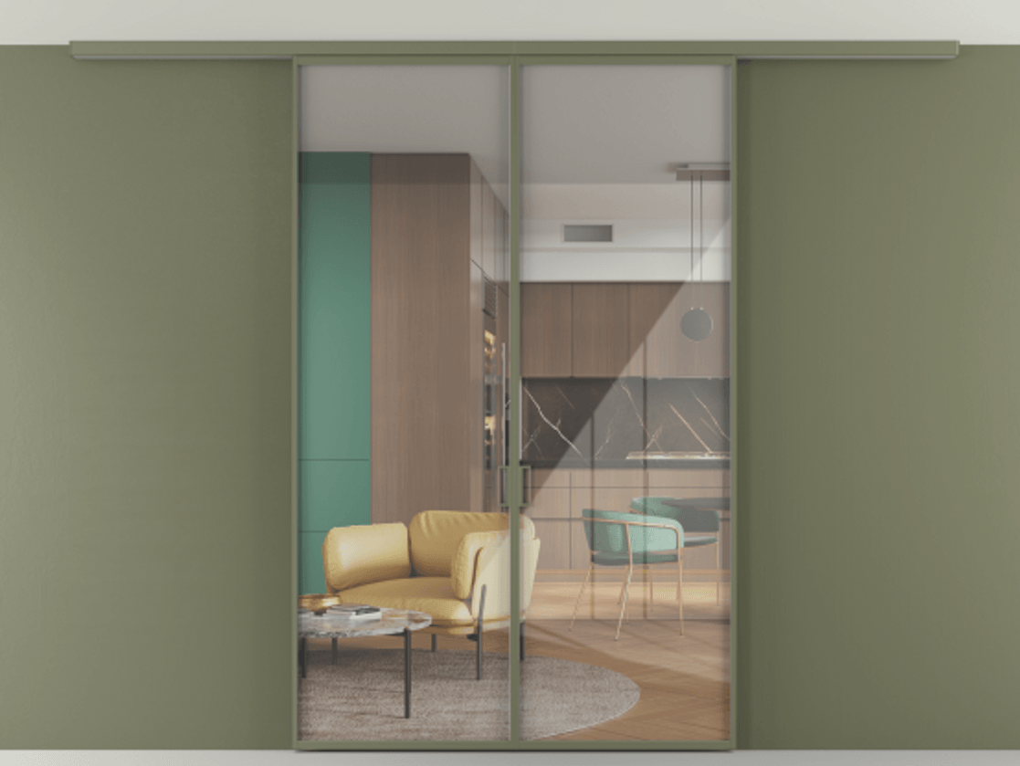 Перегородка Формато вдоль стены на потолок 2 створки АЛПР 040.01 Алюминий оливковый тёмный Рефлективное прозрачное стекло "Стопсол", калёное. Цена 288540 сом 1. Полотно 2 шт. (800/2100 мм)
2. Комплект установки раздвижной системы
3. Базовый комплект фурнитуры
4.Ручка Рондо. Фабрика дверей Волховец 8 (800) 551 43 19 Перегородка Формато вдоль стены на потолок 2 створки АЛПР 040.01 Алюминий оливковый тёмный Рефлективное прозрачное стекло "Стопсол", калёное Цена 288540 сом | Volhovec