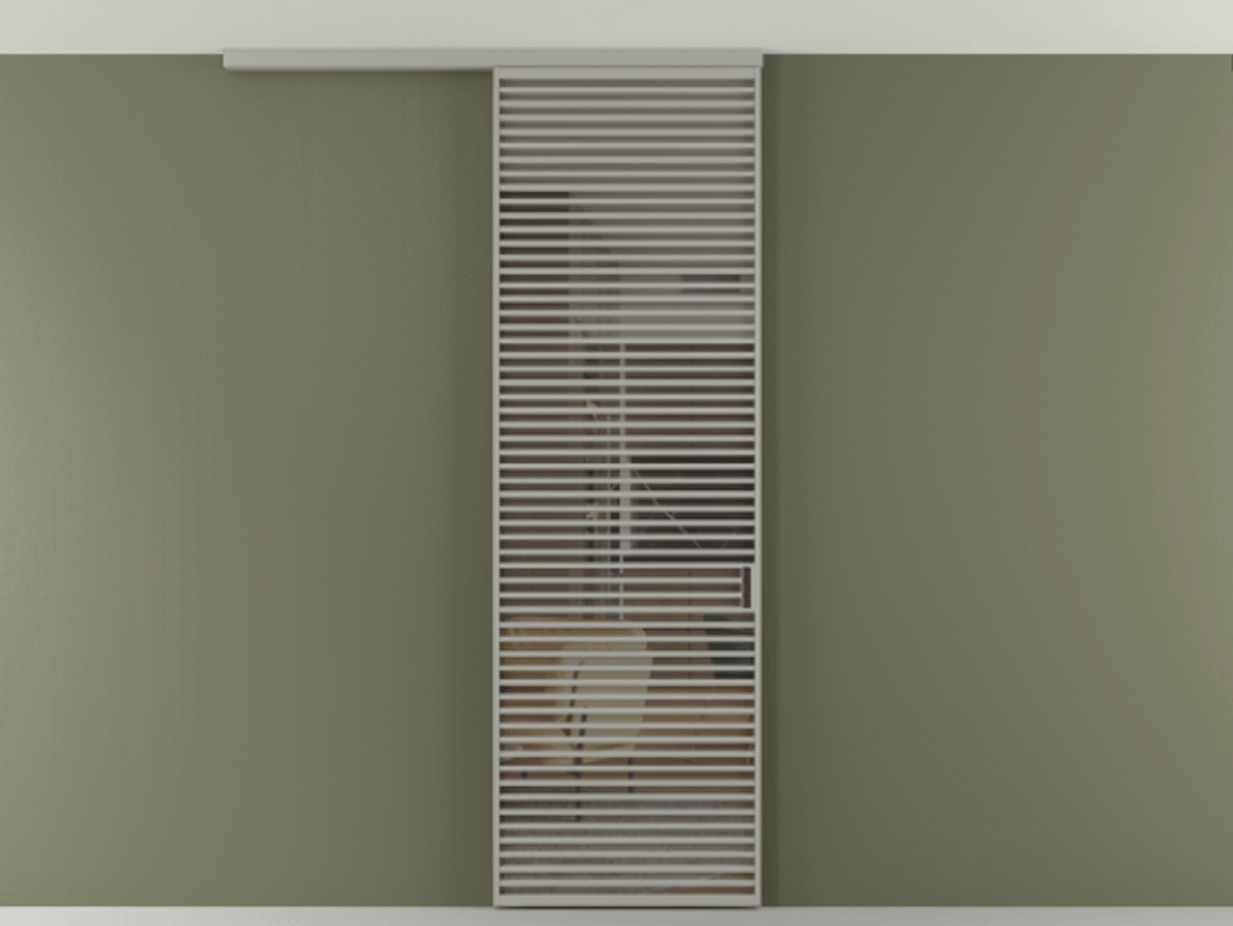 Перегородка Формато вдоль стены на потолок 1 створка АЛПР 040.07 Алюминий нейтральный серый Прозрачное серое стекло, триплекс Цена 272600 сом | Volhovec