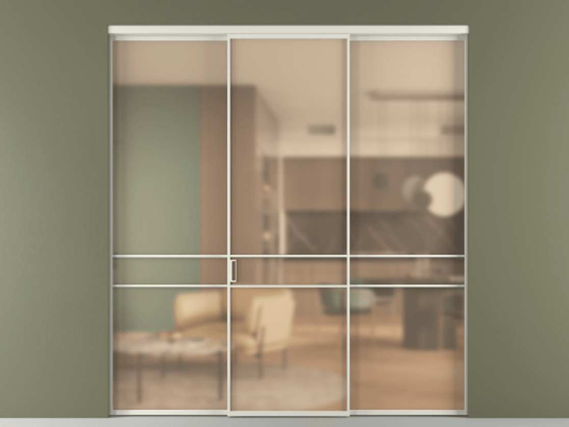 Перегородка Formato внутри проёма 3 створки АЛПР 040.02 Алюминий Белый Сатинированное оранжевое стекло, триплекс Цена 347550 сом | Volhovec