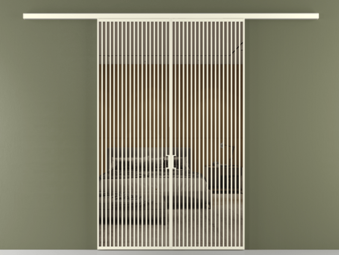 Перегородка Формато вдоль стены 2 створки АЛПР 040.06 Алюминий молочно-белый Рефлективное бронзовое стекло "Стопсол", калёное Цена 647920 сом | Volhovec