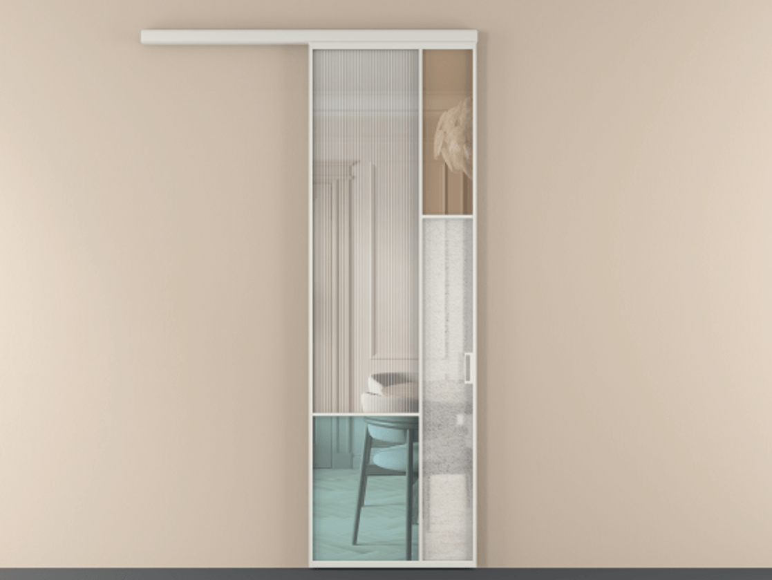 Перегородка Mosaic вдоль стены 1 створка АЛПР 041.12 Алюминий Белый Комбинация стекол Группы 1 и Группы 3 Цена 200040.4 сом | Volhovec