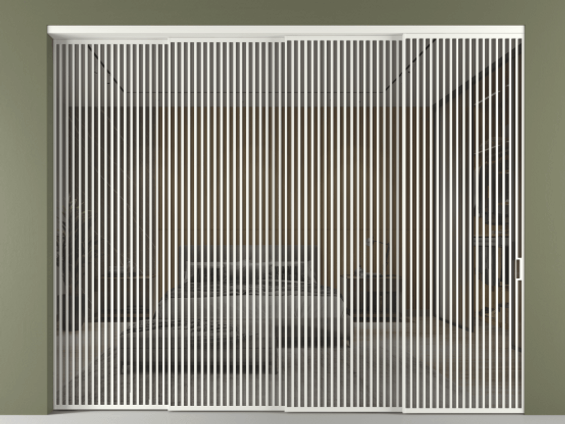 Перегородка Формато внутри проёма 4 створки с синхронным механизмом АЛПР 040.06 Алюминий светло-серый Рефлективное серое стекло "Стопсол", калёное. Цена 1169050 сом 1. Полотно 4 шт. (800/2100 мм)
2. Комплект установки раздвижной системы
3. Базовый комплект фурнитуры
4. Комплект фурнитуры телескопик синхро-3
5. Ручка Рондо. Фабрика дверей Волховец 8 (800) 551 43 19 Перегородка Формато внутри проёма 4 створки с синхронным механизмом АЛПР 040.06 Алюминий светло-серый Рефлективное серое стекло "Стопсол", калёное Цена 1169050 сом | Volhovec