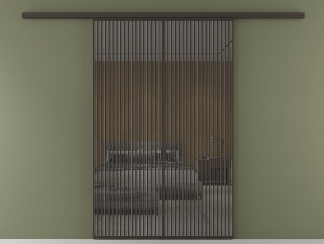 Перегородка Formato вдоль стены 2 створки АЛПР 040.06 Алюминий антрацит Рефлективное серое стекло "Stopsol", калёное Цена 647920 сом | Volhovec