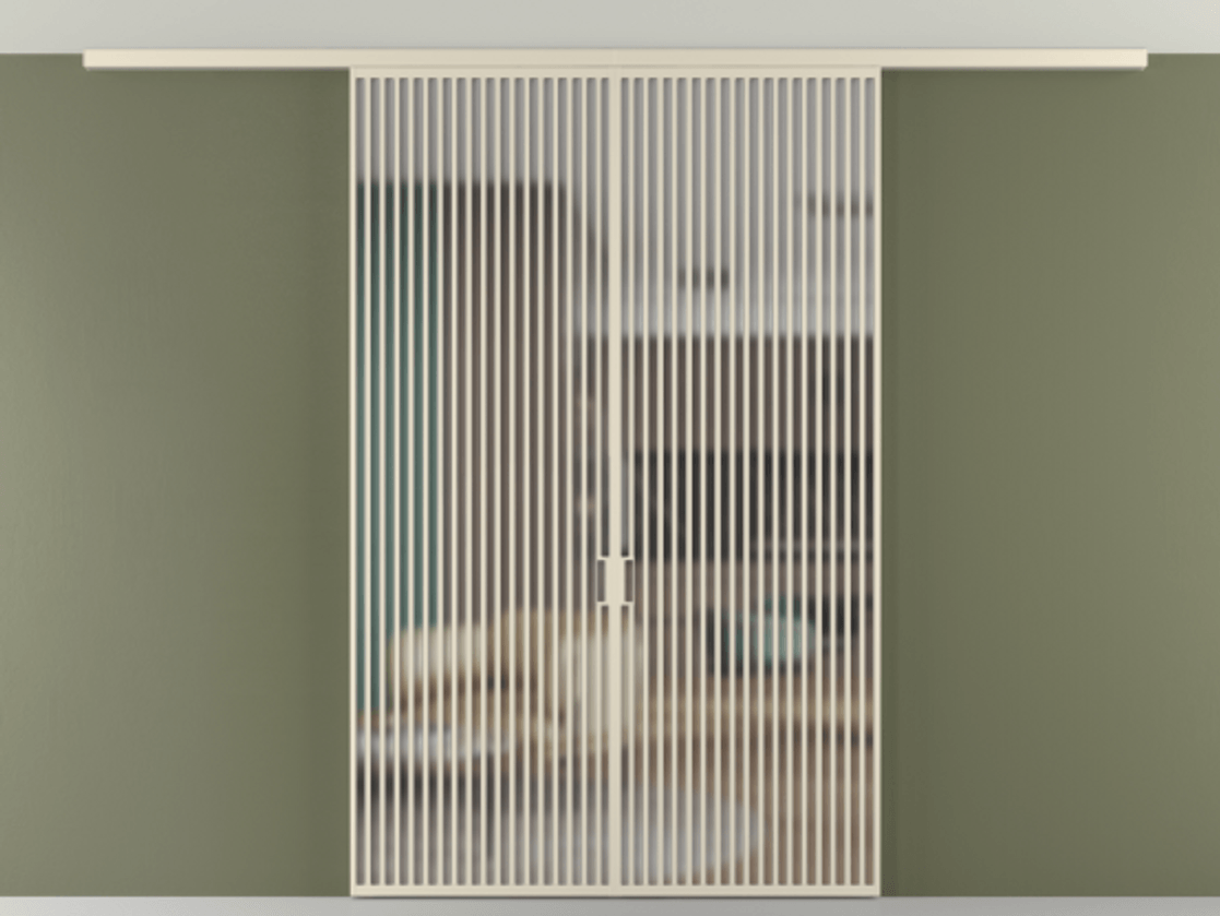 Перегородка Формато вдоль стены на потолок 2 створки АЛПР 040.06 Алюминий бежево-серый Сатинированное стекло "Мателюкс Кристал Вижн", калёное, матовое, каленое 6 мм Цена 669060 сом | Volhovec