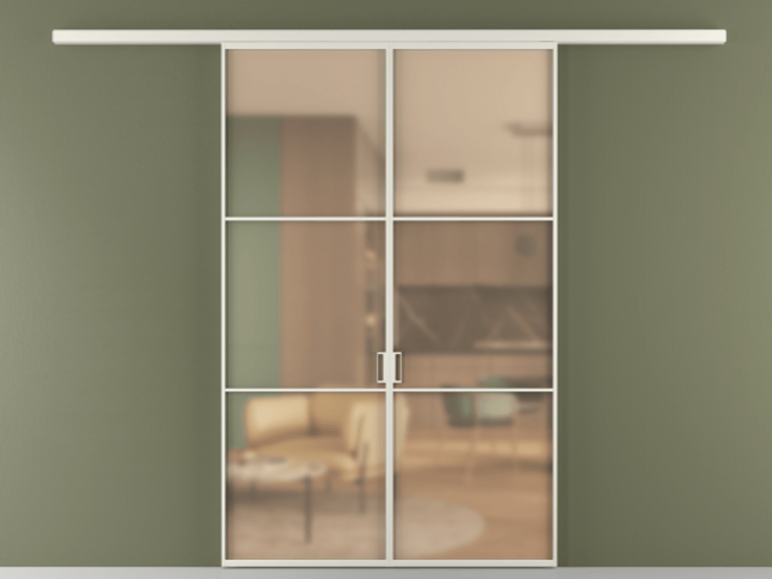 Перегородка Formato вдоль стены 2 створки АЛПР 040.03 Алюминий Белый Сатинированное оранжевое стекло, триплекс Цена 284070 сом | Volhovec