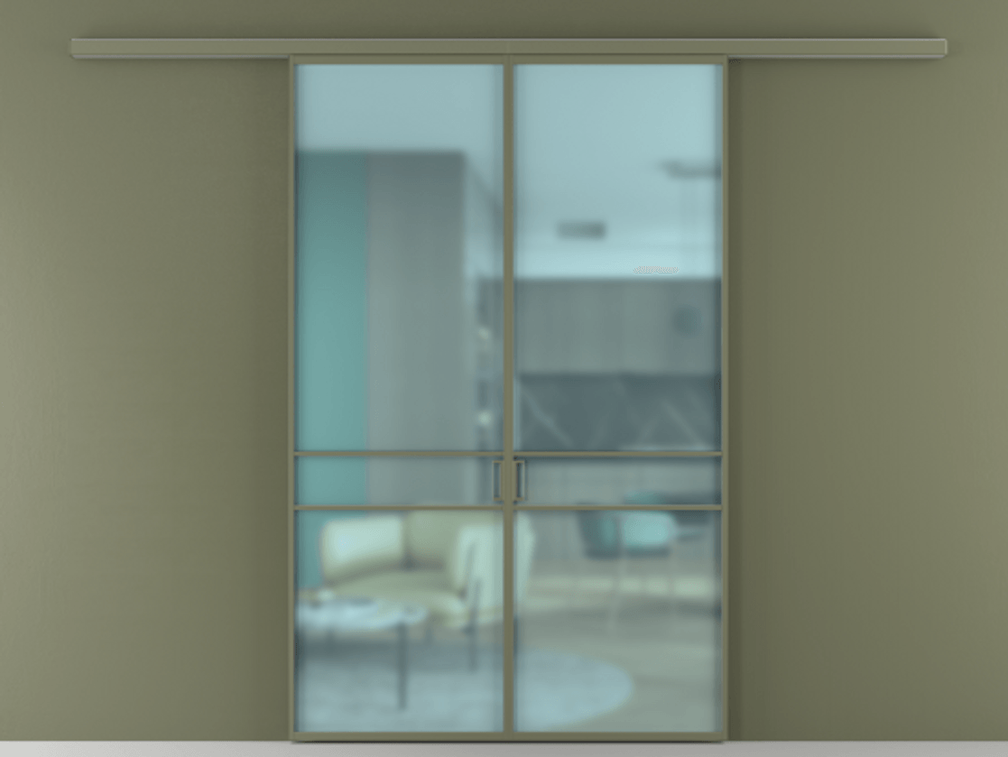 Перегородка Formato вдоль стены 2 створки АЛПР 040.02 Алюминий оливковый тёмный Сатинированное голубое стекло, триплекс Цена 295510 сом | Volhovec