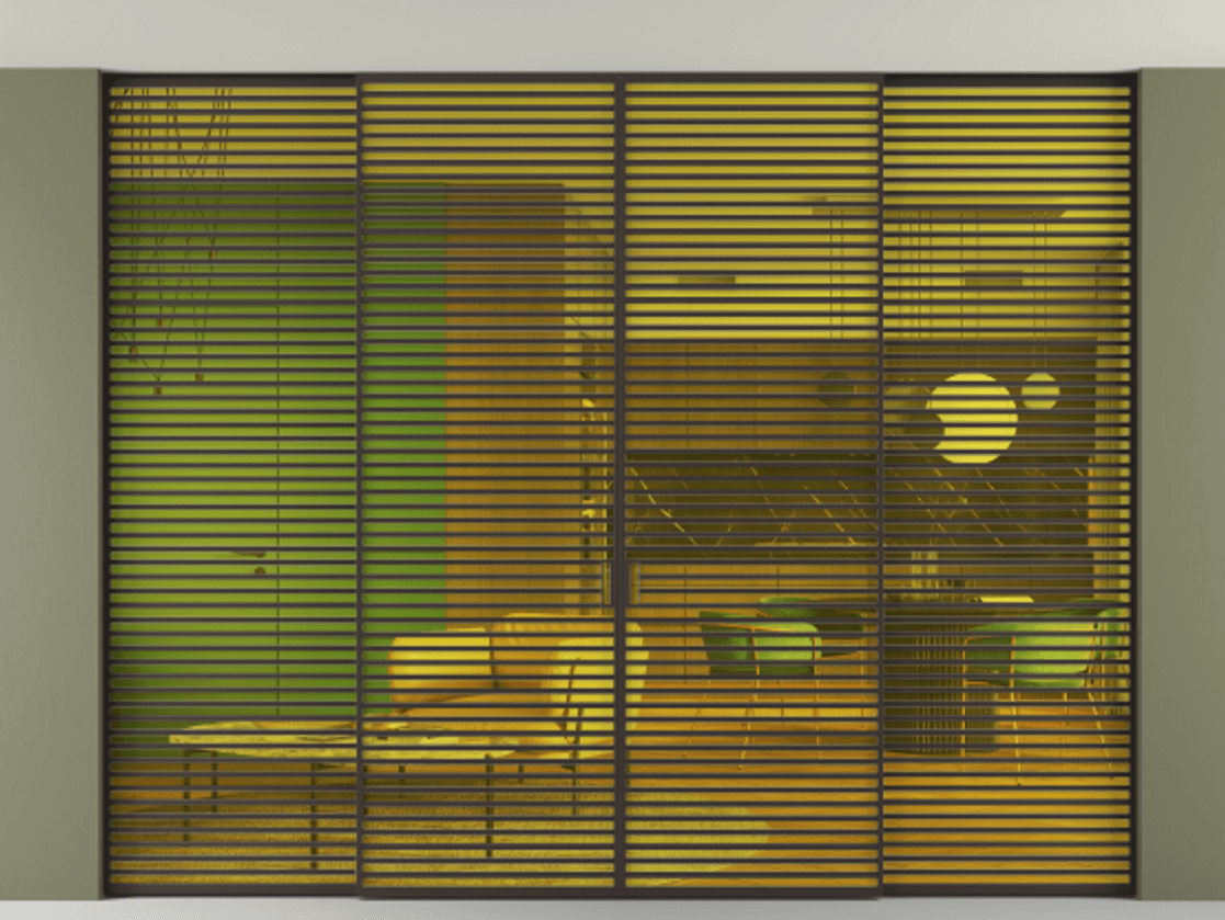 Перегородка Formato внутри проёма скрытое крепление в потолок 4 створки АЛПР 040.07 Алюминий антрацит Прозрачное жёлтое стекло, триплекс Цена 1167730 сом | Volhovec