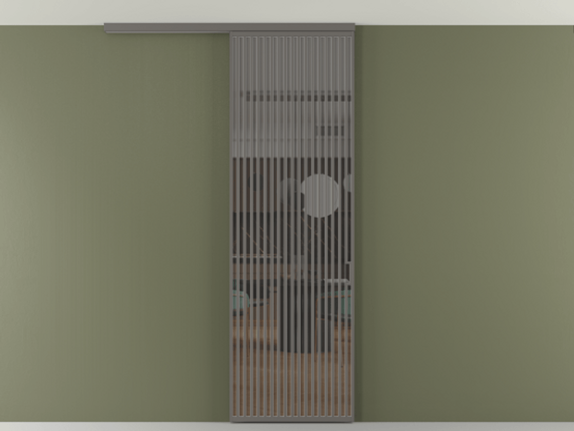 Перегородка Формато вдоль стены на потолок 1 створка АЛПР 040.06 Алюминий классический серый Прозрачное серое стекло, триплекс Цена 272600 сом | Volhovec