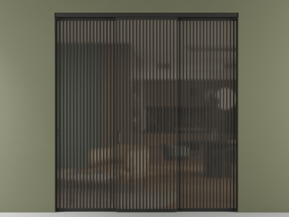 Перегородка Formato внутри проёма 3 створки АЛПР 040.06 Алюминий Черный Сатинированное бронзовое стекло, триплекс Цена 637580 сом | Volhovec