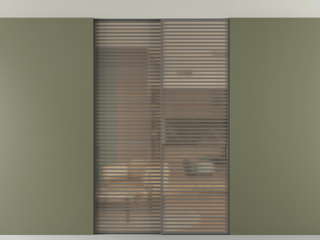 Перегородка Формато внутри проёма скрытое крепление в потолок 2 створки АЛПР 040.07 Алюминий классический серый Сатинированное оранжевое стекло, триплекс Цена 83212750 so'm | Volhovec