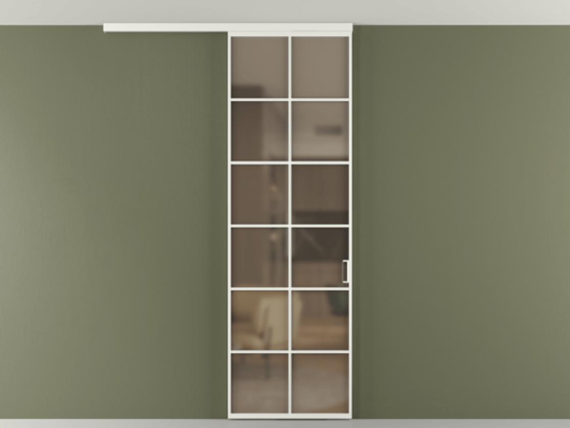 Перегородка Формато вдоль стены на потолок 1 створка АЛПР 040.05 Алюминий светло-серый Сатинированное бронзовое стекло, триплекс Цена 103293 ₽ | Volhovec