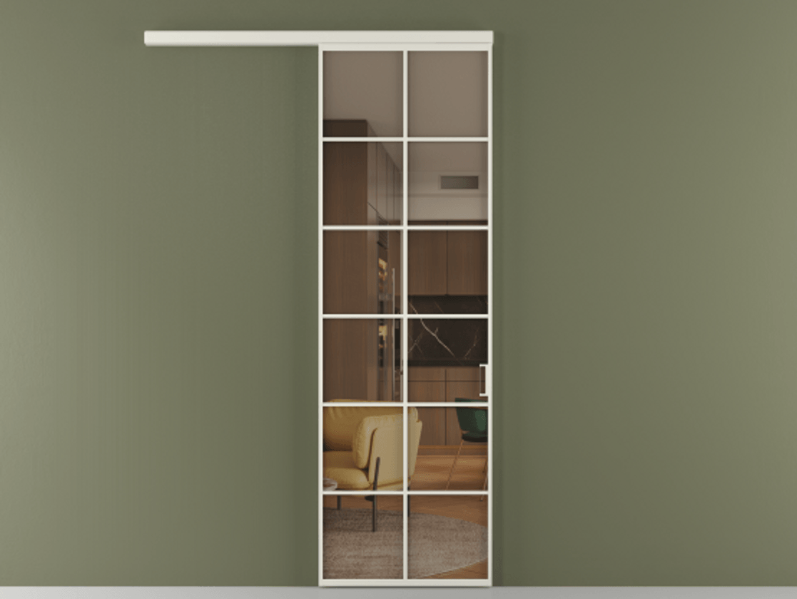 Перегородка Formato вдоль стены 1 створка АЛПР 040.05 Алюминий Белый Прозрачное бронзовое стекло, триплекс Цена 156990 сом  | Volhovec