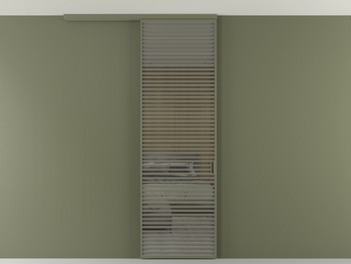 Перегородка Формато вдоль стены на потолок 1 створка АЛПР 040.07 Алюминий оливковый тёмный Рефлективное серое стекло "Стопсол", калёное Цена 281920 сом | Volhovec