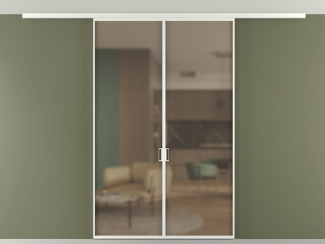 Перегородка Формато вдоль стены на потолок 2 створки АЛПР 040.01 Алюминий светло-серый Сатинированное бронзовое стекло, триплекс Цена 314550 сом | Volhovec