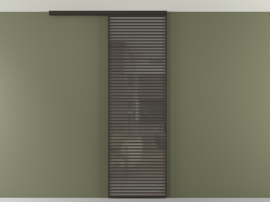 Перегородка Формато вдоль стены на потолок 1 створка АЛПР 040.07 Алюминий антрацит Сатинированное серое стекло, триплекс Цена 272600 сом | Volhovec