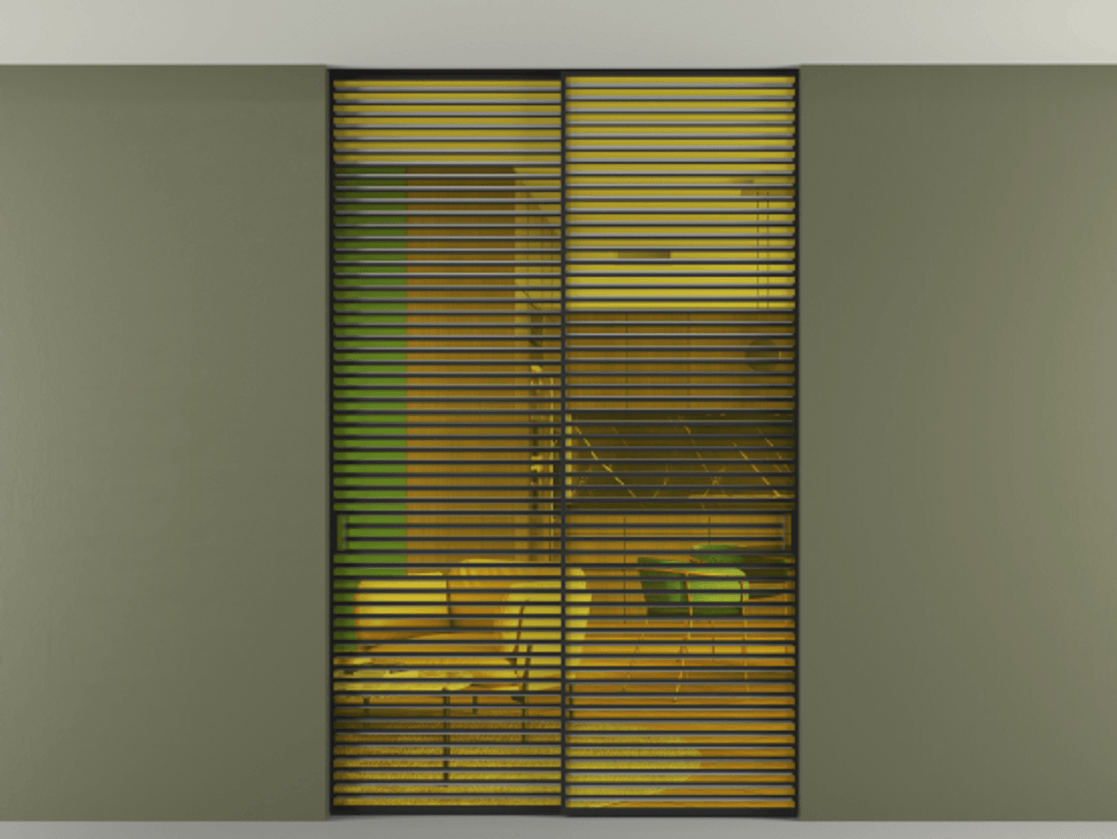 Перегородка Formato внутри проёма скрытое крепление в потолок 2 створки АЛПР 040.07 Алюминий Черный Прозрачное жёлтое стекло, триплекс Цена 576900 сом | Volhovec