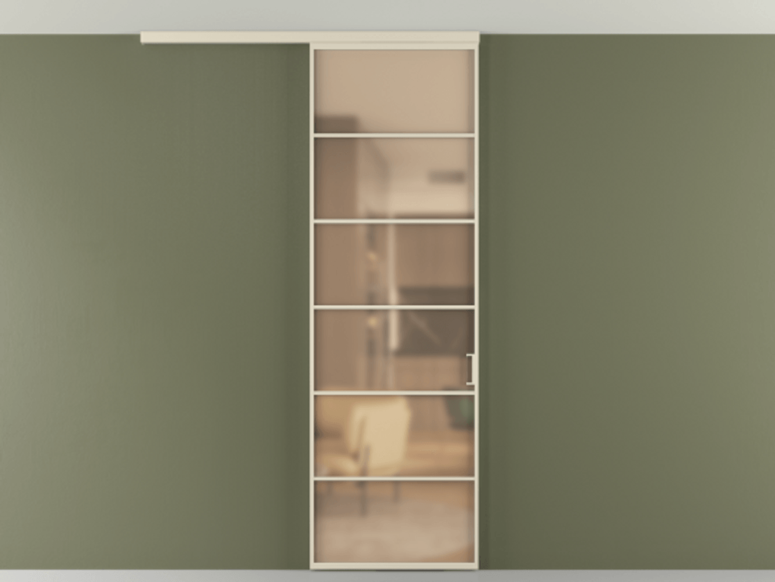 Перегородка Formato вдоль стены на потолок 1 створка АЛПР 040.04 Алюминий бежево-серый Сатинированное оранжевое стекло, триплекс Цена 183590 сом | Volhovec