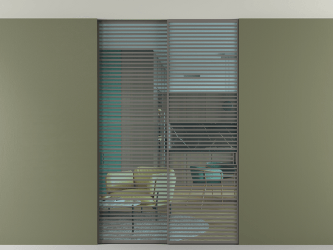 Перегородка Formato внутри проёма скрытое крепление в потолок 2 створки АЛПР 040.07 Алюминий классический серый Прозрачное голубое стекло, триплекс Цена 596840 сом | Volhovec