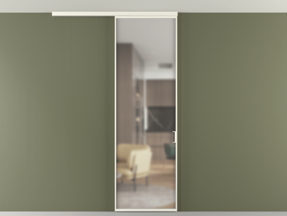 Перегородка Формато вдоль стены на потолок 1 створка АЛПР 040.01 Алюминий жемчужный Сатинированное стекло "Мателюкс Кристал Вижн", калёное, матовое, каленое 6 мм Цена 174090 сом | Volhovec