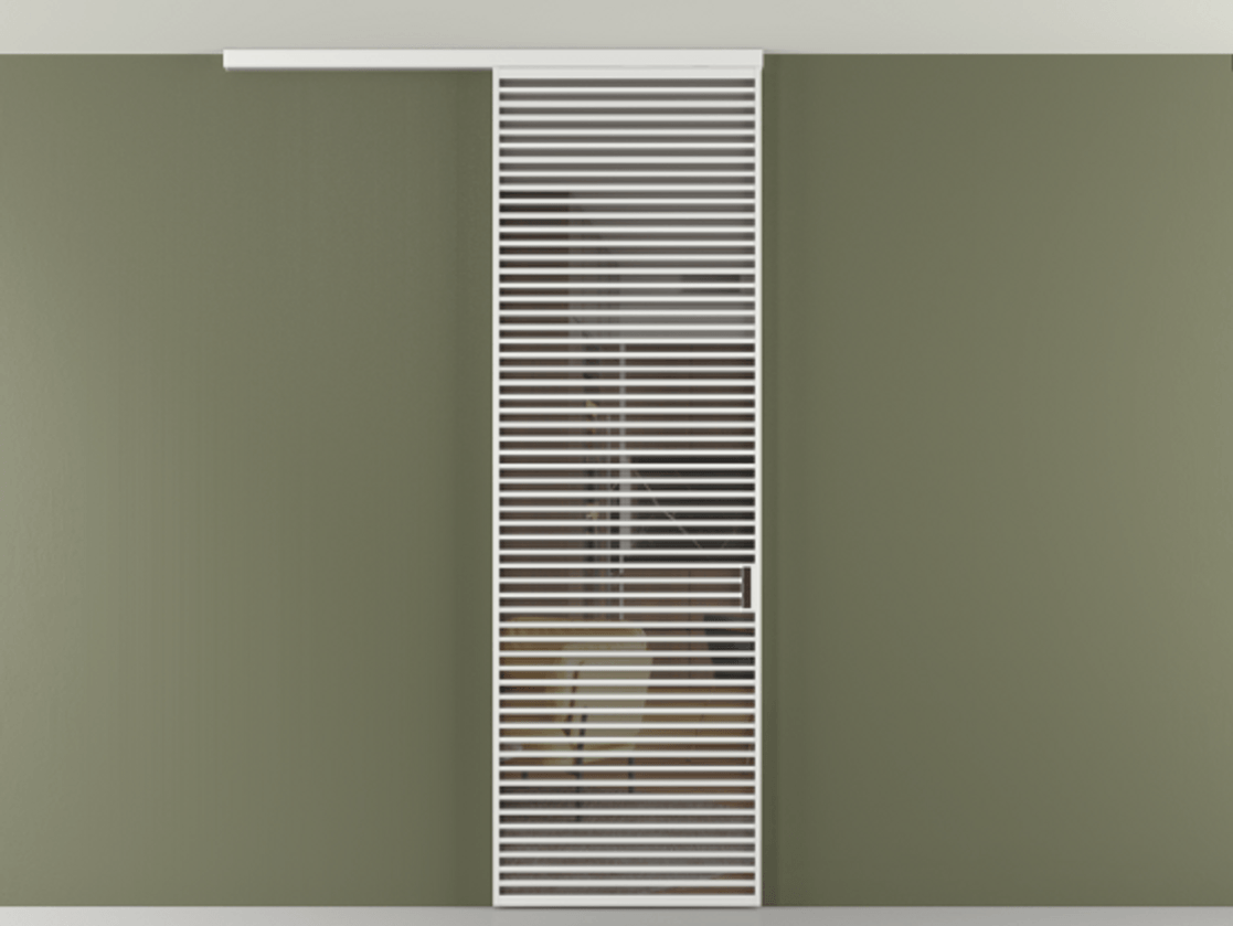 Перегородка Формато вдоль стены на потолок 1 створка АЛПР 040.07 Алюминий белоснежный Прозрачное серое стекло, триплекс Цена 272600 сом | Volhovec