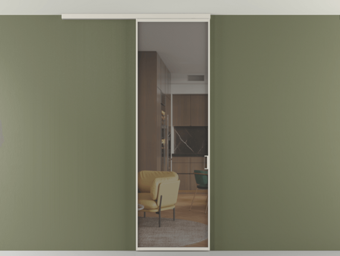 Перегородка Formato вдоль стены на потолок 1 створка АЛПР 040.01 Алюминий облачно-серый Прозрачное серое стекло, триплекс Цена 134540 сом | Volhovec