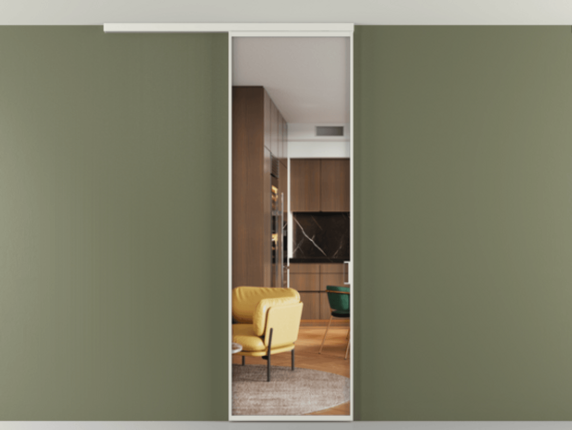 Перегородка Формато вдоль стены на потолок 1 створка АЛПР 040.01 Алюминий серый Прозрачное стекло "Кристал Вижн", калёное Цена 174090 сом | Volhovec