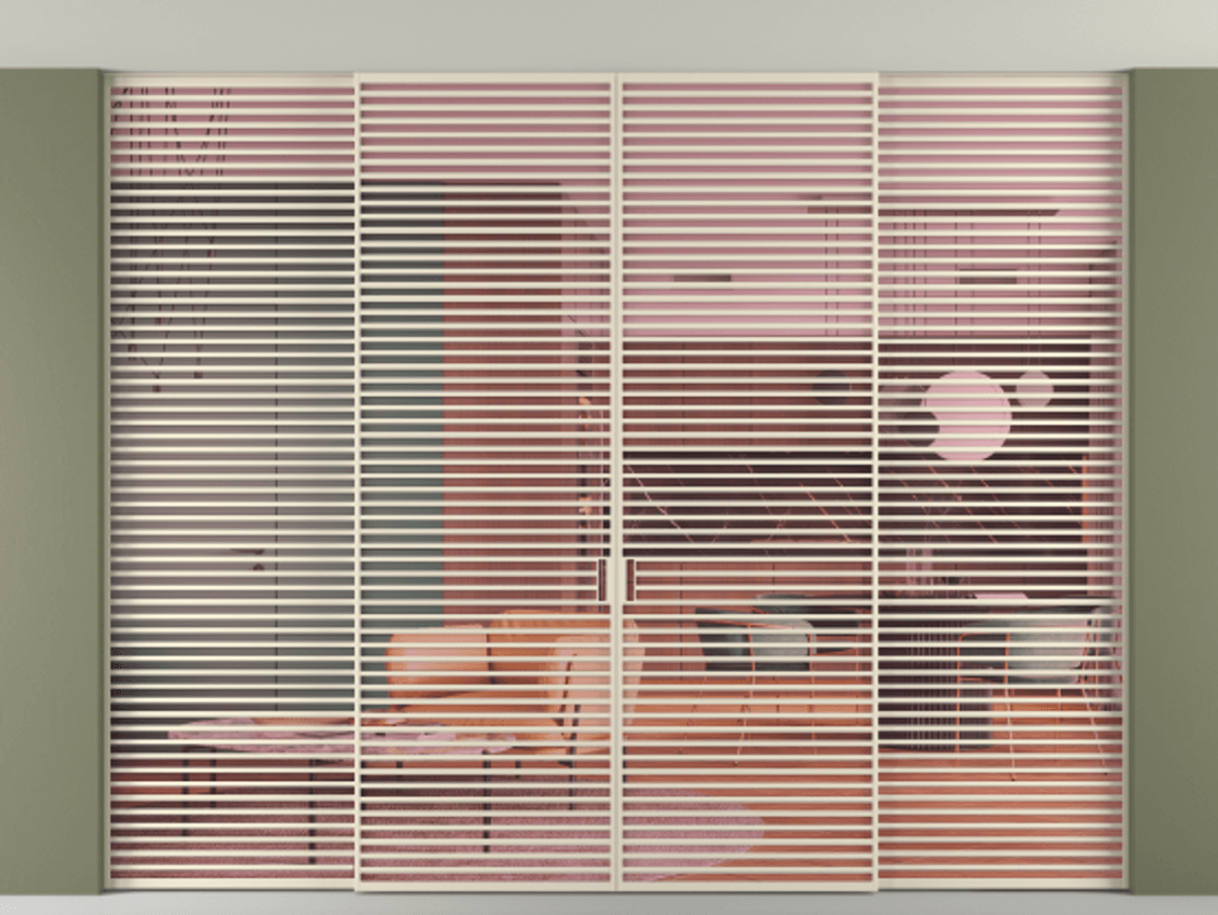 Перегородка Formato внутри проёма скрытое крепление в потолок 4 створки АЛПР 040.07 Алюминий бежево-серый Прозрачное розовое стекло, триплекс Цена 1167730 сом | Volhovec