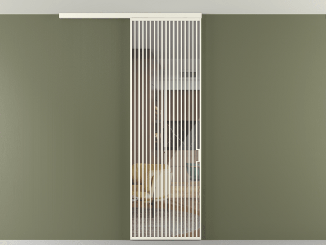 Перегородка Формато вдоль стены на потолок 1 створка АЛПР 040.06 Алюминий жемчужный Рефлективное прозрачное стекло "Стопсол", калёное Цена 281920 сом | Volhovec