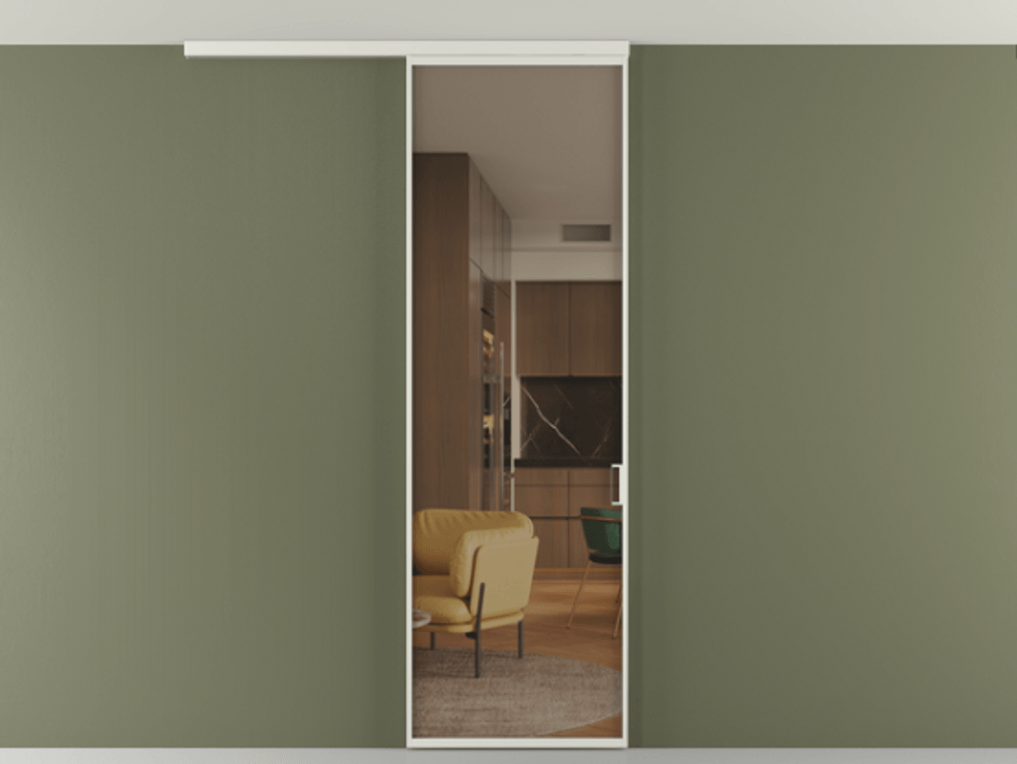 Перегородка Formato вдоль стены на потолок одностворчатая #VENDORCODE# #FURNISH# #GLASS# Цена #PRICE# #CURRENCY# | Volhovec